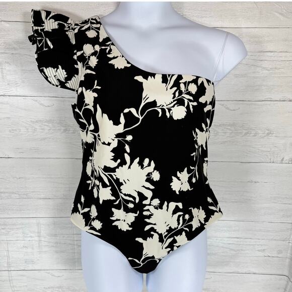 Johanna Ortiz Other - Johanna Ortiz XL one shoulder black white floral One Piece Swimsuit women beach
